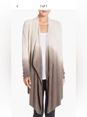 Barefoot Dreams Ombre Open-Front Cardigan in Cream and Brown